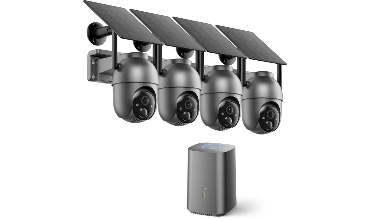 4MP Solar Security Cameras Outdoor Wireless 4-Cam Kit for $179 on Amazon