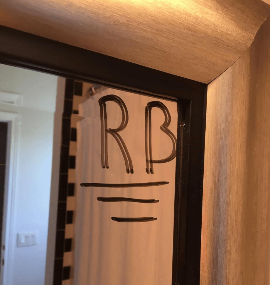 That’s when I got the vision. I had already quit my job. What would it look like if Brittany could quit hers as well?

So I started writing two simple letters on our bathroom mirror: RB.
