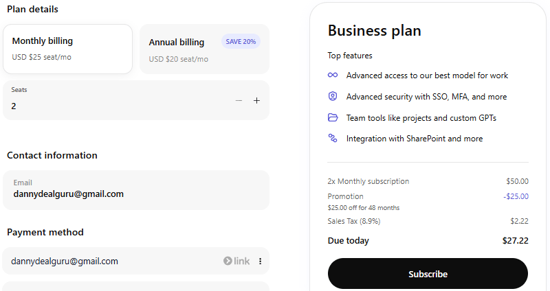 ChatGPT business promo code