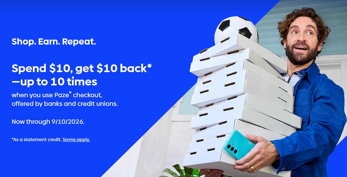 New Paze Promo: Spend $10 & Get $10 Back, Up to 10 Times
