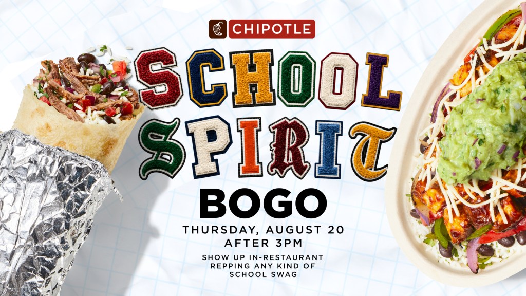 Chipotle Offering BOGO Entrées Today for Back-to-School Season