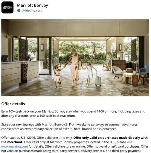 Marriott Bonvoy Chase Offer 10% back