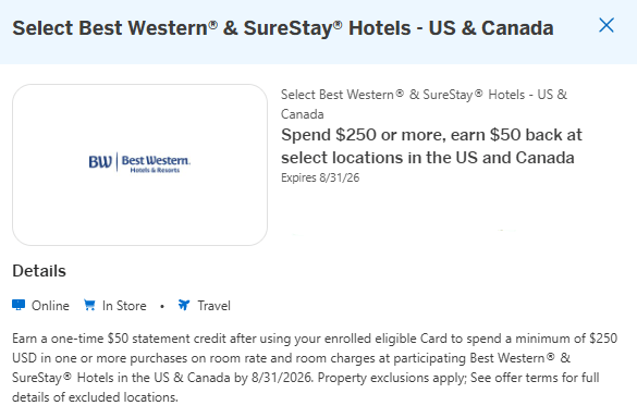 Best Western Amex Offer 2026