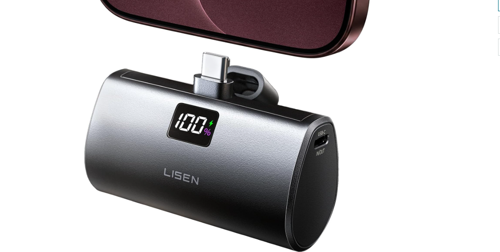 Mini USB C Portable Charger with LED [USB-C Only, Flight-Safe] 22.5W for $16 on Amazon